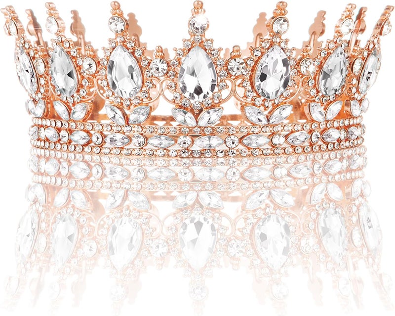 Nackiy Gold Crown for Women, Crystal Queen Tiaras Headband Wedding Bridal Hair Accessories, Birthday Party Prom Cake Topper - Image 1